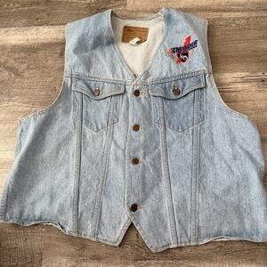 Vintage 3 Rivers Denim Vest Mens Sz XL Thunder In The Cascades Motorcycle Event